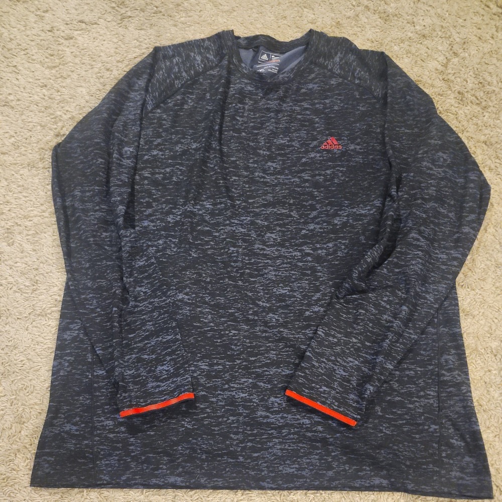 Adidas Mens 2XL Long Sleeve Climawarm Shirt Black Athletic Training Crewneck
